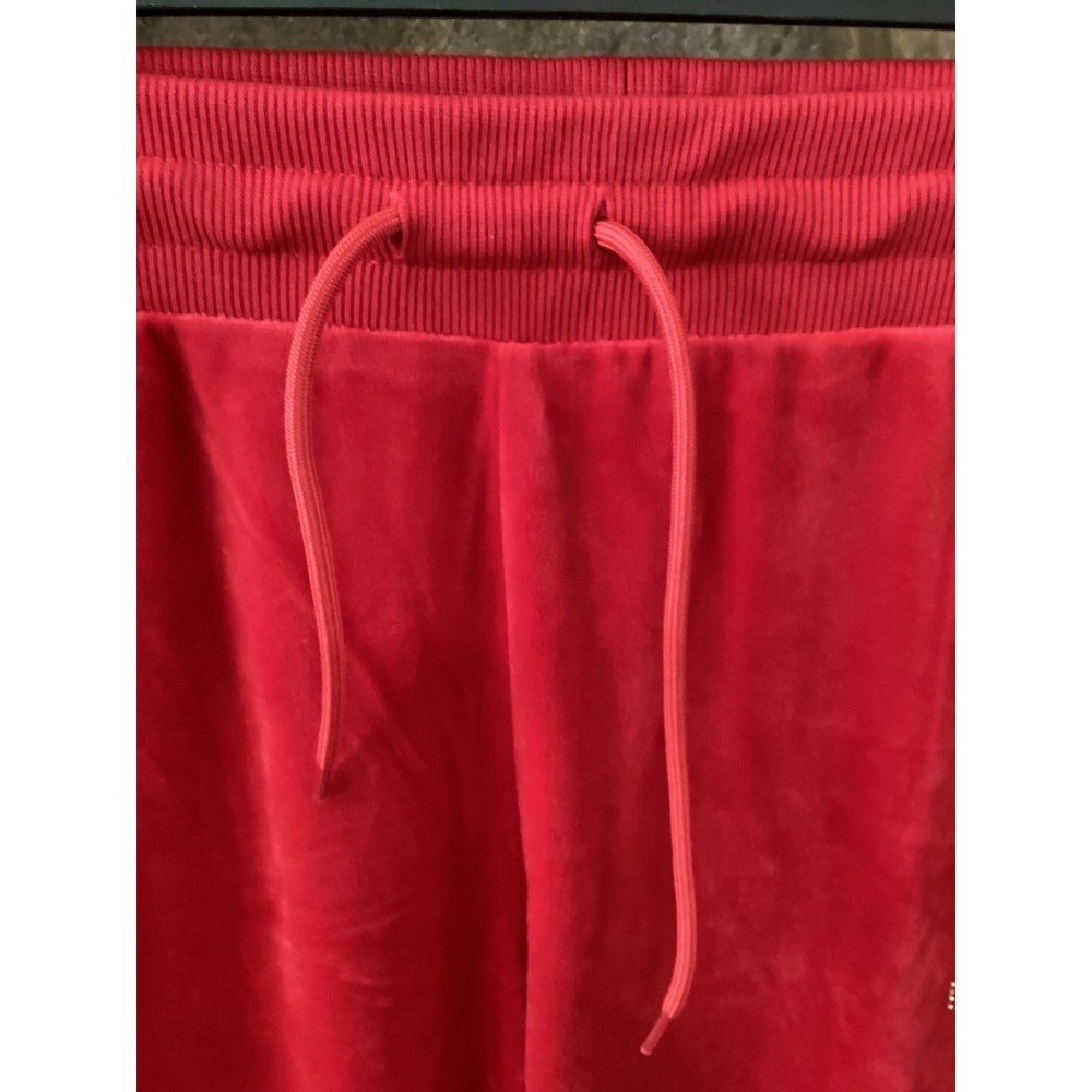 True Religion Womens Velour Straight Leg Sweatpants Red Rhinestone Logo XS New - Picture 3 of 7